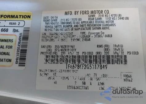 2016 Ford Mustang Gt Premium from USA, damaged, VIN 1FA6P8CF2G5317849